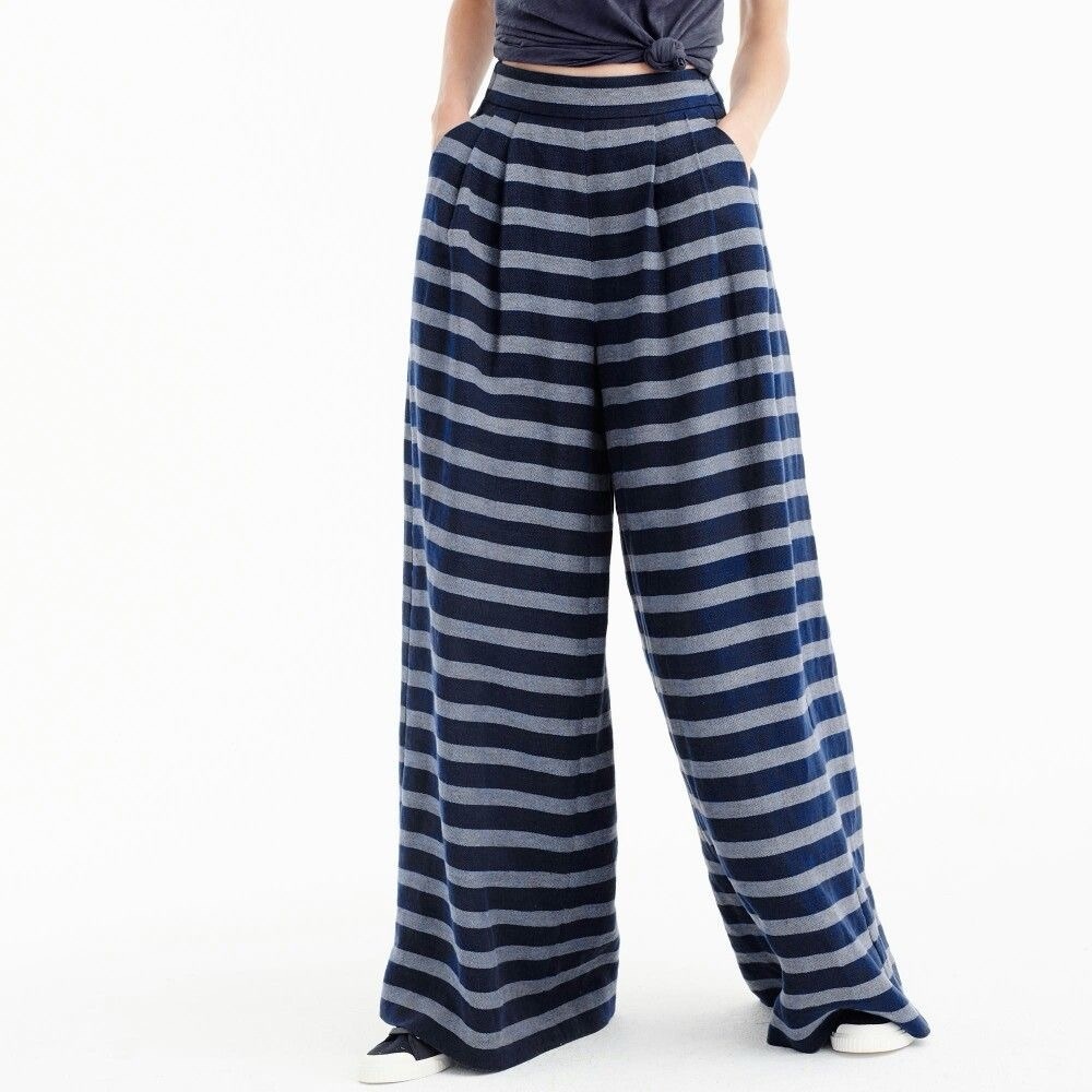 Rare J. Crew Collection Navy Striped Wide-Leg Palazzo Pants Size 2